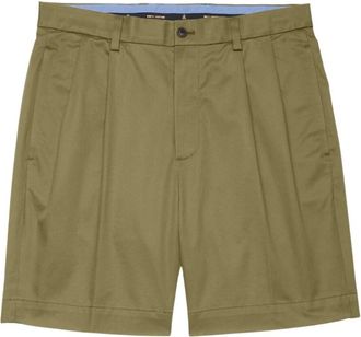 Brooks Brothers Stretch Short met Plooien aan de Voorkant - Heren - Bermuda - Groen - W46 - Katoen - Korte Broeken