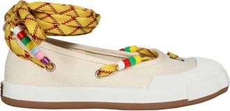 Vivienne Westwood Ballerinas met gekruiste veters - Dames - Ballerinas - Beige - 38 EU - Katoen - Schoenen