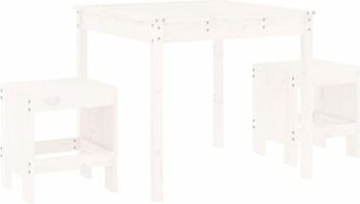 vidaXL 3 Piece Garden Bistro Set White Solid Wood Pine Vidaxl