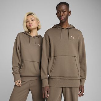 Puma Felpa con cappuccio grafica PREMIUM ESS vestibilit&agrave; comoda unisex, Abbigliamento, Marrone, L