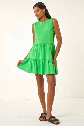 Roman Cotton Tiered Stretch Dress