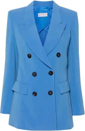 Alberto Biani Jassen, Dames, Blauw, L, Polyester, Dubbelrijige Cady Blazer