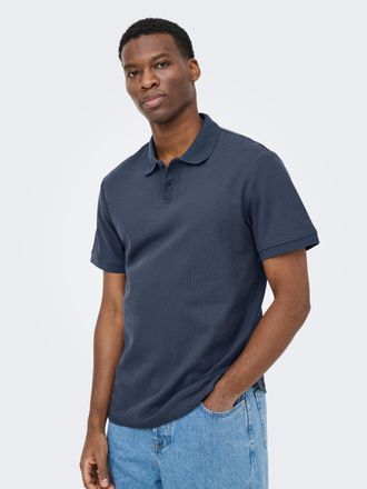 Only & Sons Poloshirt ONLY & SONS ONSBEN REG SS POLO SHIRT NOOS, Herren, Gr. XXL, blau nights, Jersey, Obermaterial: 100% Baumwolle, unifarben, regular fit normal