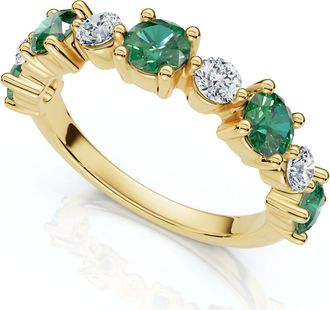 Pompeii3 1Ct Sylvia Emerald & Diamond Anniversary Ring Gold Lab Grown