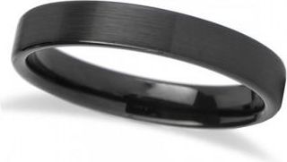 Allurez Brushed Finish Flat Carbide Black Tungsten Wedding Band (4mm)