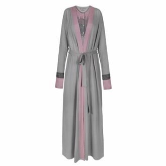 Velvette Womens Peruvian Pima Cotton Robe In Grey/mauve