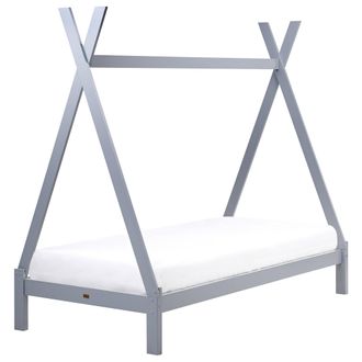 Beliani Cama Infantil En Forma De Tipi Con Dosel De Madera De Pino Gris 90 X 200 Cm Devay