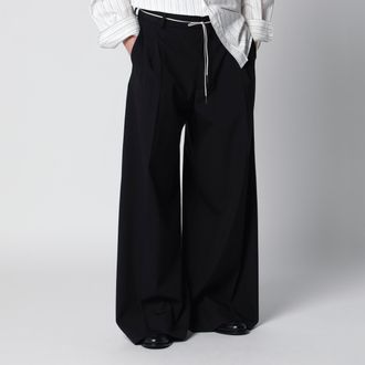 Dries Van Noten Pantalone ampio nero in lana