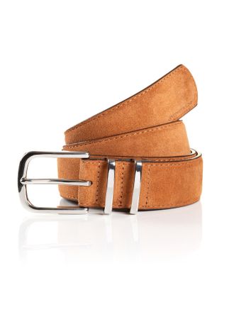 Tom Tailor Synthetikg&uuml;rtel TOM TAILOR TTMILLIE, Damen, Gr. 100, braun (cognac), Materialmix, G&uuml;rtel Synthetikg&uuml;rtel, Veloursleder mit Ziern&auml;hten - 3,5 cm breit