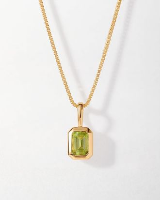 Edge of Ember Deco Birthstone Necklace in Peridot (August) at Nordstrom, Size 16