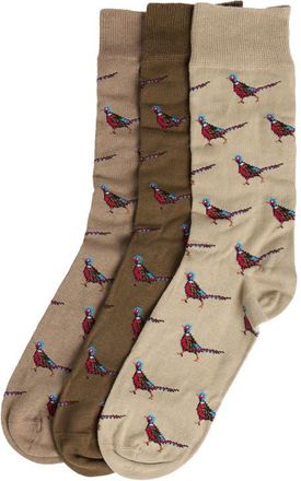 Barbour Pheasant Assorted 3-Pack Cotton Blend Dress Socks Gift Box in Trench/Beech Mix at Nordstrom