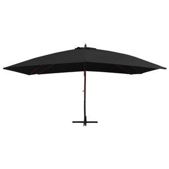 Berkfield Home Hanging Parasol with Wooden Pole 400x300 cm Black