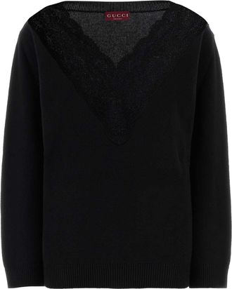 Gucci Womens Black Wool Blend Oversize Sweater - Size X-Small
