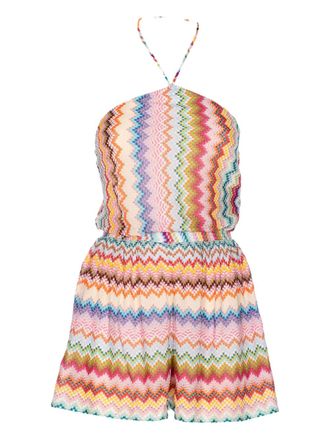 Missoni zig-zag-pattern playsuit - women - Rayon/Metallic Fibre - 40 - Pink
