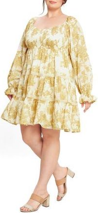 Flying Tomato Print Long Sleeve Dress in Off White/Yellow at Nordstrom Rack, Size 1 X
