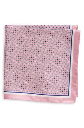 Eton Geometric Print Silk Pocket Square in Pink/Red at Nordstrom