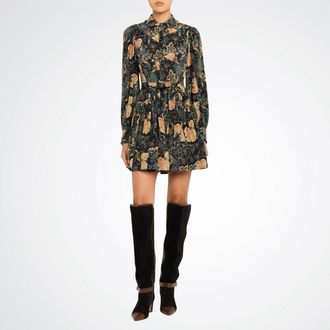 Ulla Johnson Simona Silk Long Sleeve Mini Dress In Nuit