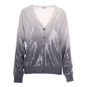 Liu Jo V-hals Cardigan met knoopsluiting - Dames - Vesten - Grijs - XS - Truien & Vesten