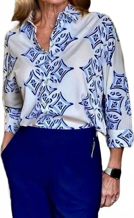 Lavi Womens Cancun Top In Blue/cream