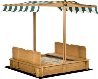 OUTSUNNY Arenero para ni&ntilde;os 106x106x115 cm madera natural