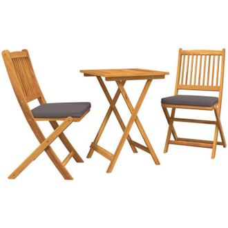 vidaXL Juego Bistro De Jard&iacute;n 3 Pcs Marr&oacute;n Madera Maciza De Acacia Vidaxl