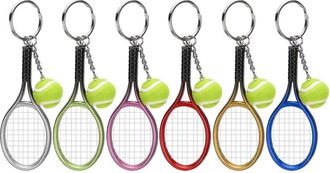 Generic Atyhao Tennis Racket Keychain, 6 PCS Multiple Colors Personality Sports Tennis Keychain for Sport Fans Bag Accessories