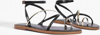 Schutz Womens Valeria Flat Leather Sandals In Black