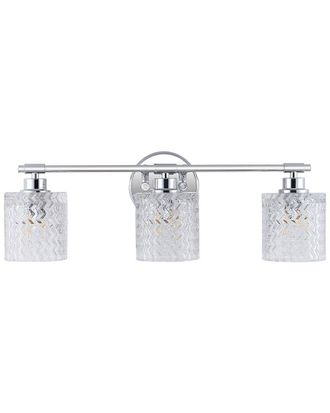 Jonathan Y Designs Jonathan Y Spaulding Vintage 22 3 Light Iron Chevron Pattern Glass Farmhouse Cottage Led Vanity Light