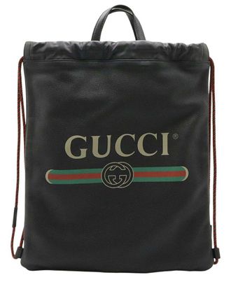 Gucci Black Calfskin Drawstring Backpack (Authentic Pre-Loved)