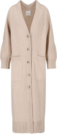 Malo Beige Belted Maxi Cashmere Cardigan