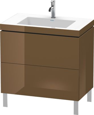 Duravit Lavabo Para Muebles Duravit L-cube C-bonded Con Base De Pie, 80x48 Cm, 2 Extra&iacute;bles, Sin Rebosadero, 1 Agujero Para Grifo, Color: Marr&oacute;n Oliva Laca Al