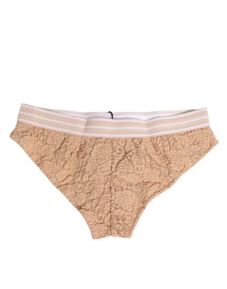 Dolce & Gabbana Womens Beige Lace Brasiliano Briefs Logo Waistband Underwear Polyamide Clothing