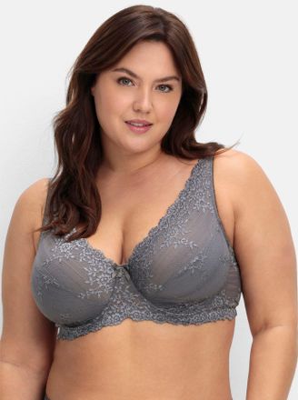 Sheego B&uuml;gel-BH SHEEGO, Damen, Gr. 11,5, Cup G, grau (graphit), 85% Polyamid, 15% Elasthan, BHs B&uuml;gel-BH