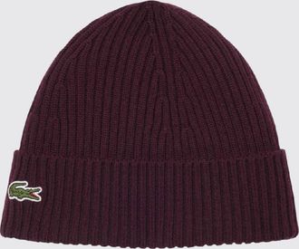 Lacoste Berretto beanie in pura lana a coste con risvolto e logo ricamato
