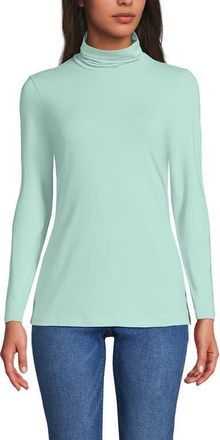 Lands End Lightweight Jersey Long Sleeve Turtleneck in Pale Sky at Nordstrom, Size Small