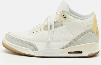 Air Jordan s White/grey Leather Jordan 3 Retro Craft Ivory Sneakers