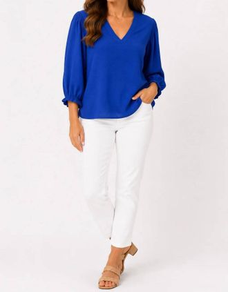 Multiples Essential V Neck Blouse In Dazblu