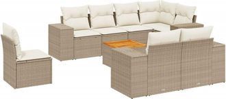 vidaXL Set De Sof&aacute;s De Jard&iacute;n 9 Pzas Con Cojines Rat&aacute;n Sint&eacute;tico Beige Vidaxl