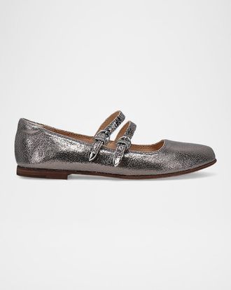 Frye Carson Metallic Leather Multi-Strap Mary Janes