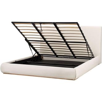 Beliani Ottoman Bed Fabric CAMPAGNE 180 x 200 cm (EU Super King) Light Beige