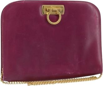 Ferragamo Pre-owned Clutches, female, Purple, Size: ONE SIZE Pre-owned Leather Shoulder Bag