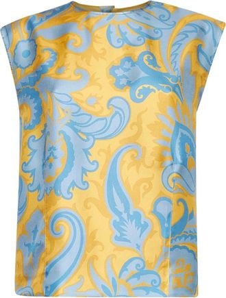 Etro Top met paisley-print en knoopsluiting - Geel