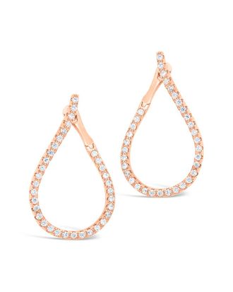 Sterling Forever 14K Rose Gold Plated Cz Studded Drop Earrings