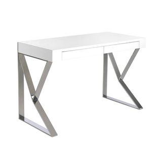 Angel Cerd&aacute; White MDF Desk with Chromed Steel Legs & 2