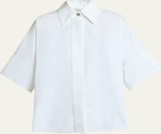Givenchy Short-Sleeve Cotton Poplin Button-Down Shirt