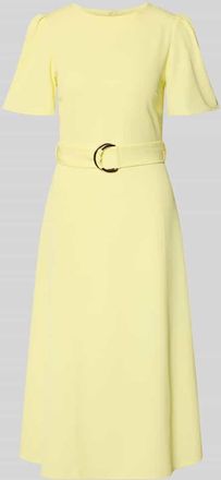 Rinascimento Rinascimento Cocktailkleid mit G&uuml;rtel und Rundhalsausschnitt in GELB, Gr&ouml;&szlig;e XL