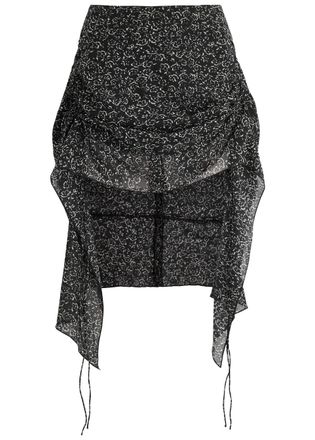 Charlotte Knowles Knwls Aldra Floral-print Chiffon Mini Skirt - Black - 14 (UK14 / L)