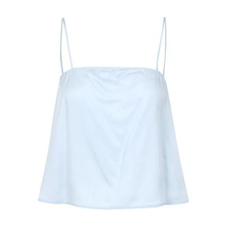 Mauro Grifoni Lichtblauw Katoen Schoudervullingen Top - Dames - Tops zonder mouwen - Blauw - 2XS - Katoen - Tops