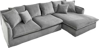 Global Interiors Grosses Cord Ecksofa Lord mit abnehmbaren Bezügen - Grau