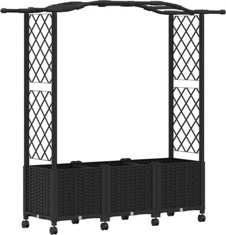 vidaXL Cama Elevada Con Trellis Y Techo Negro 164 X 40 X 144 Cm Pp Vidaxl